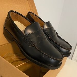 Black Leather Penny Loafers